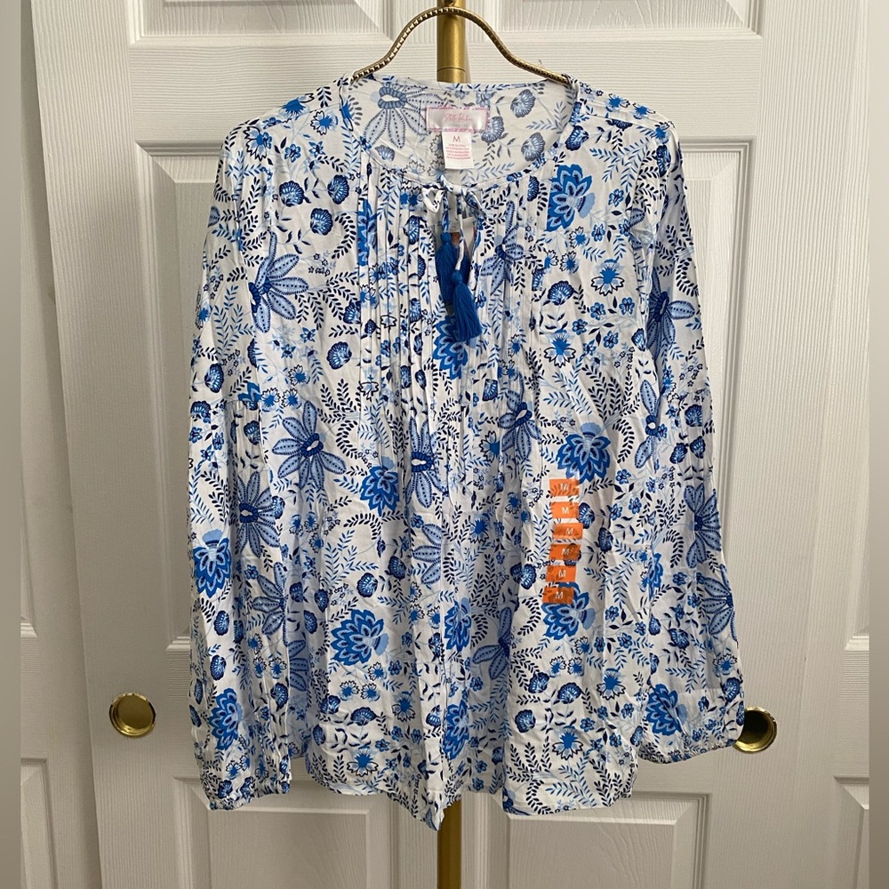 Elegant Blue Floral Women's Blouse